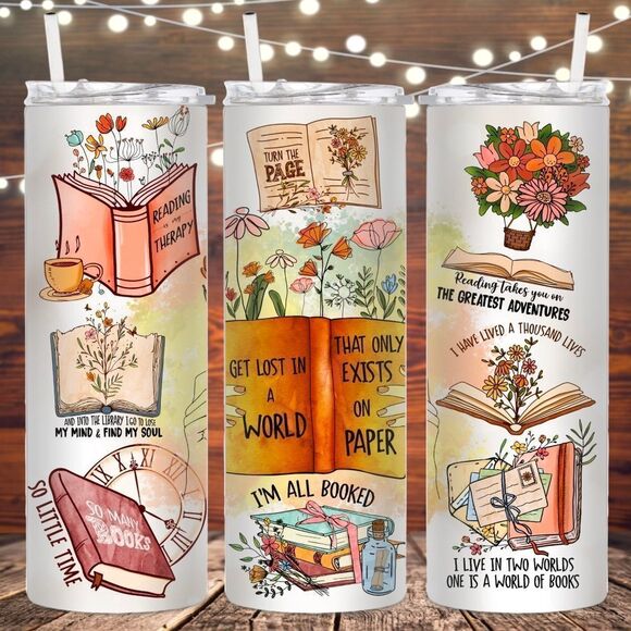 handmade Other - Book lover metal 20 oz skinny tumbler